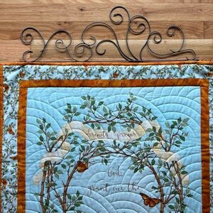 Serenity Prayer quilted wall hanging with metal filigree hanger 46”l x 28”w